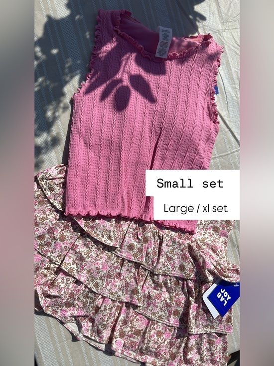 JoyLab Dresses & Skirts - Pink Knit Tank & Floral Ruffle Skort Set - woman